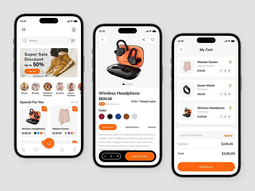 eCommerce app design