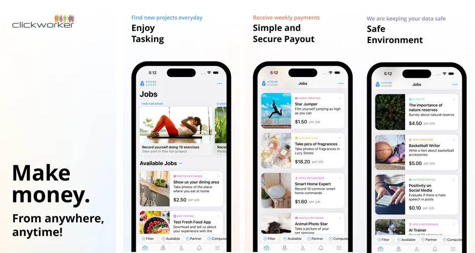 Clickworker job search app