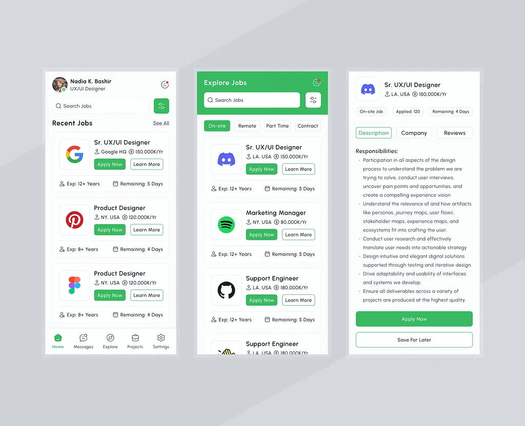 Search jobs feature