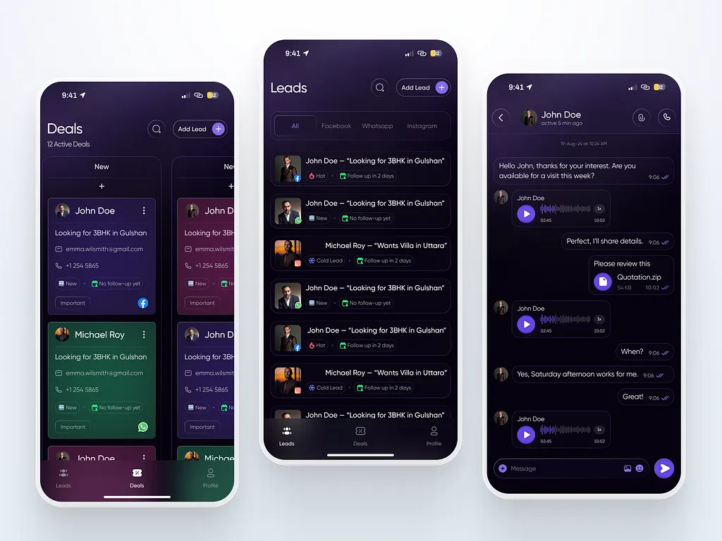 Real Estate Agent App Interface